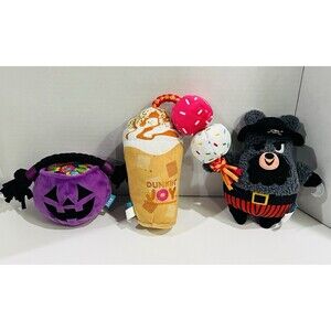 Bark! Dog 3 Chew Toy Lot Dunkin Donuts Pumpkin With Decor And Pirate With Squeak